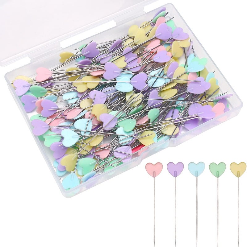 Elisel 200 pcs Multicolor Straight Pins Straight Quilting Pins Craft Positioning Pins Fixed Sewing Marker Needle for Crafting Dressmaker and Other Crafts Making (Love Hearts) - Image 1